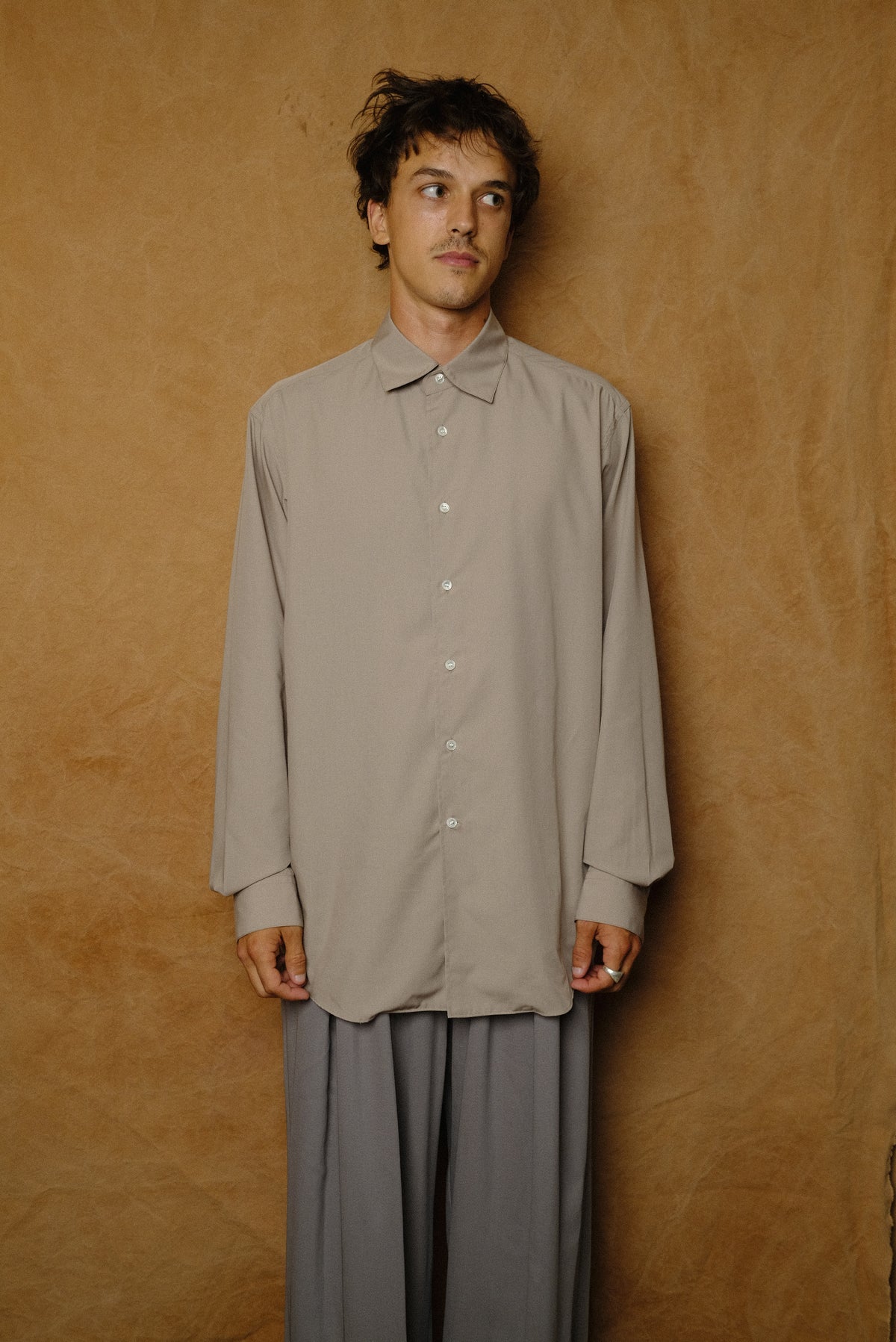 rayon oversized shirt in brown