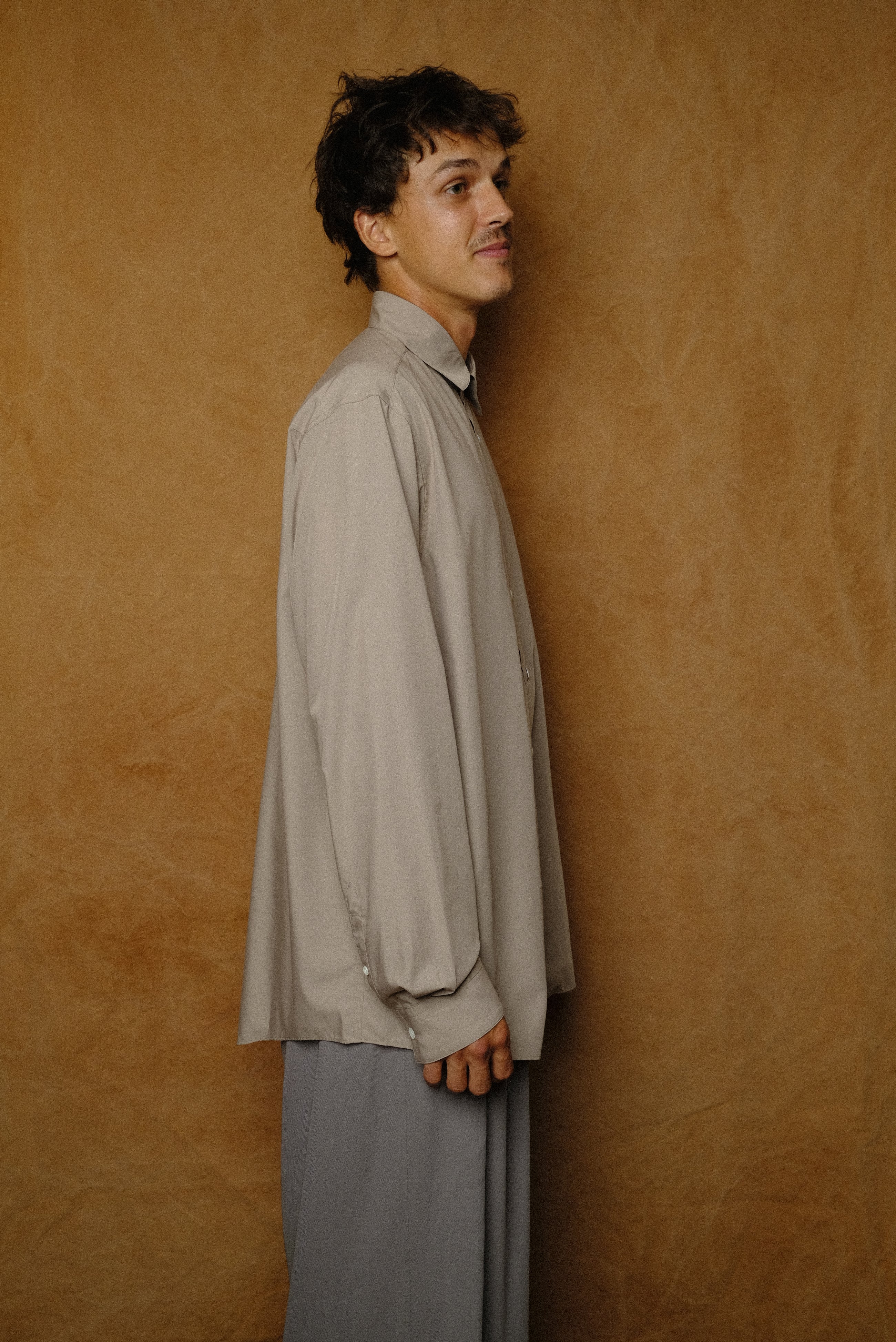 rayon oversized shirt in brown