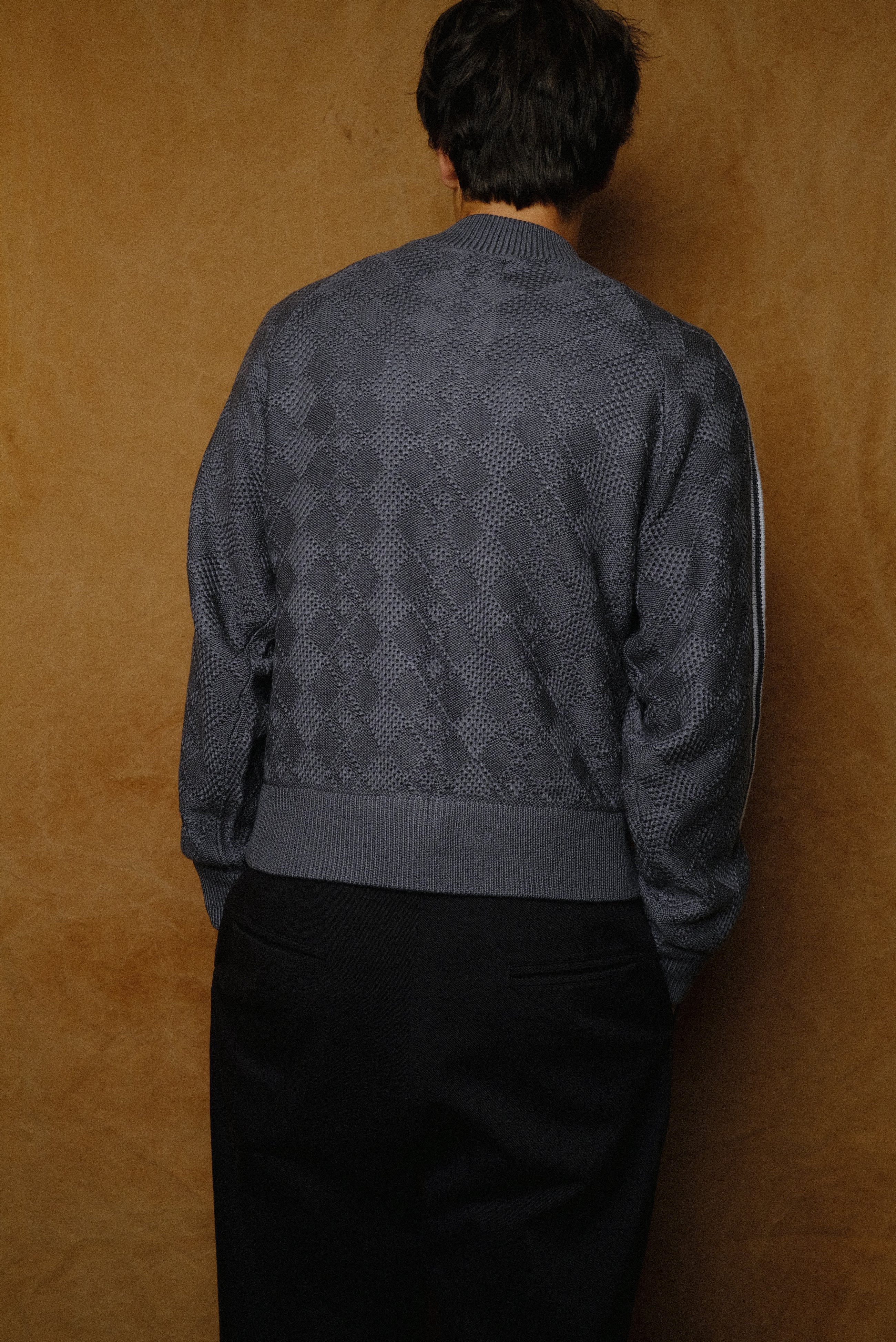 knitted training jacket in dark gray