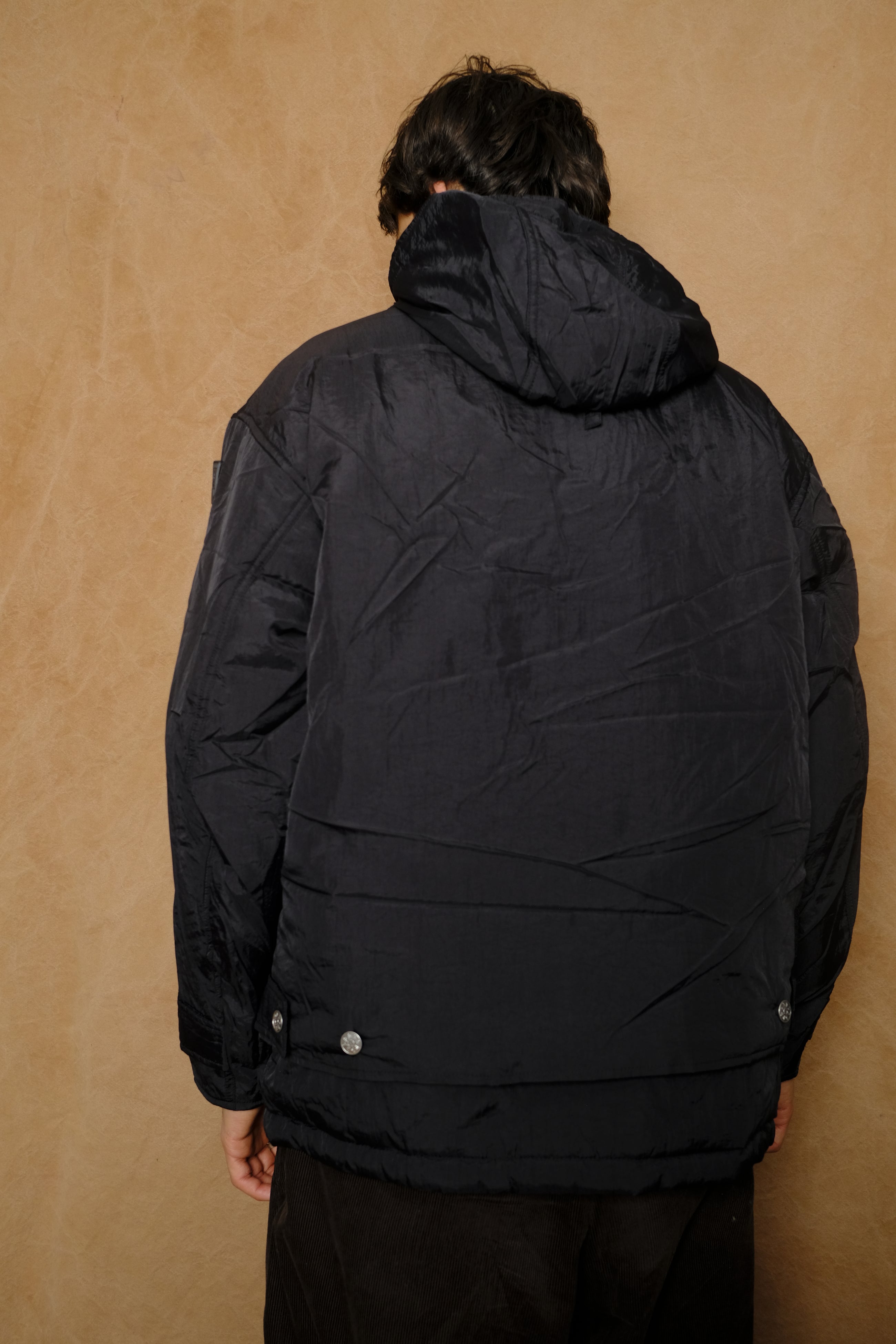 double cushy hooded jacket in black