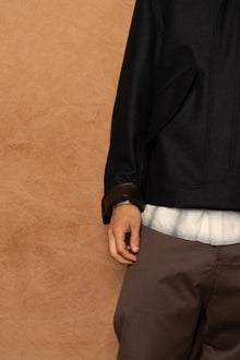 painter jacket in black melton wool
