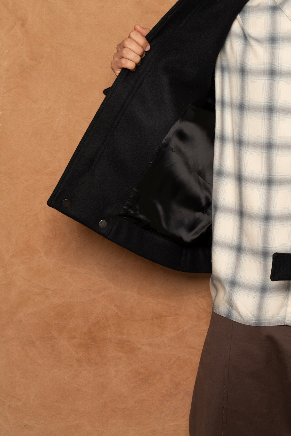 painter jacket in black melton wool
