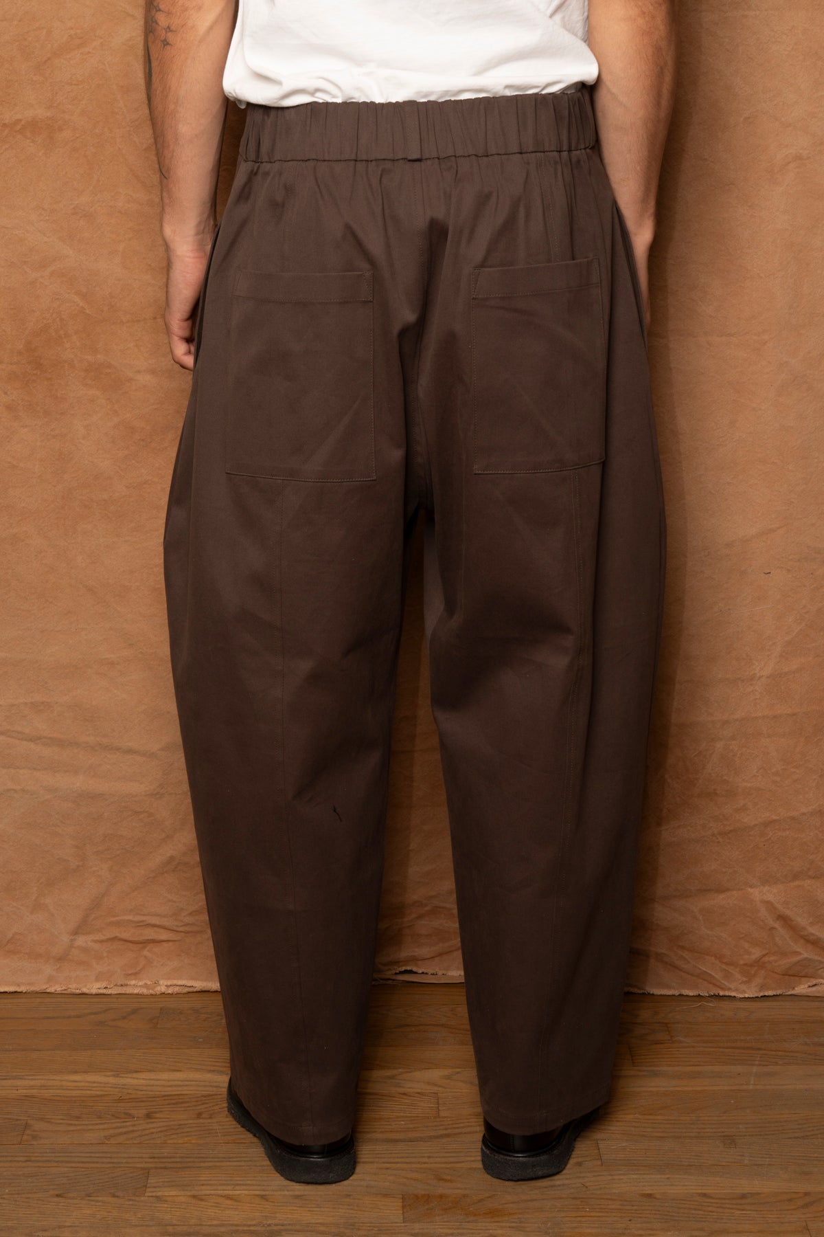 welt trouser in brown cotton drill