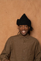 flap beanie in speckled black