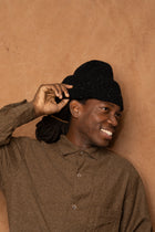 flap beanie in speckled black