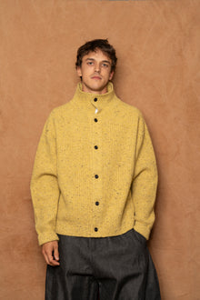 wiral cardigan in speckled mustard