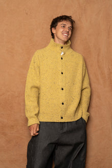 wiral cardigan in speckled mustard