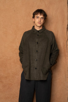 sh-108 in ash green wool cotton silk camel