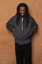 house blouson in concrete cotton moleskin
