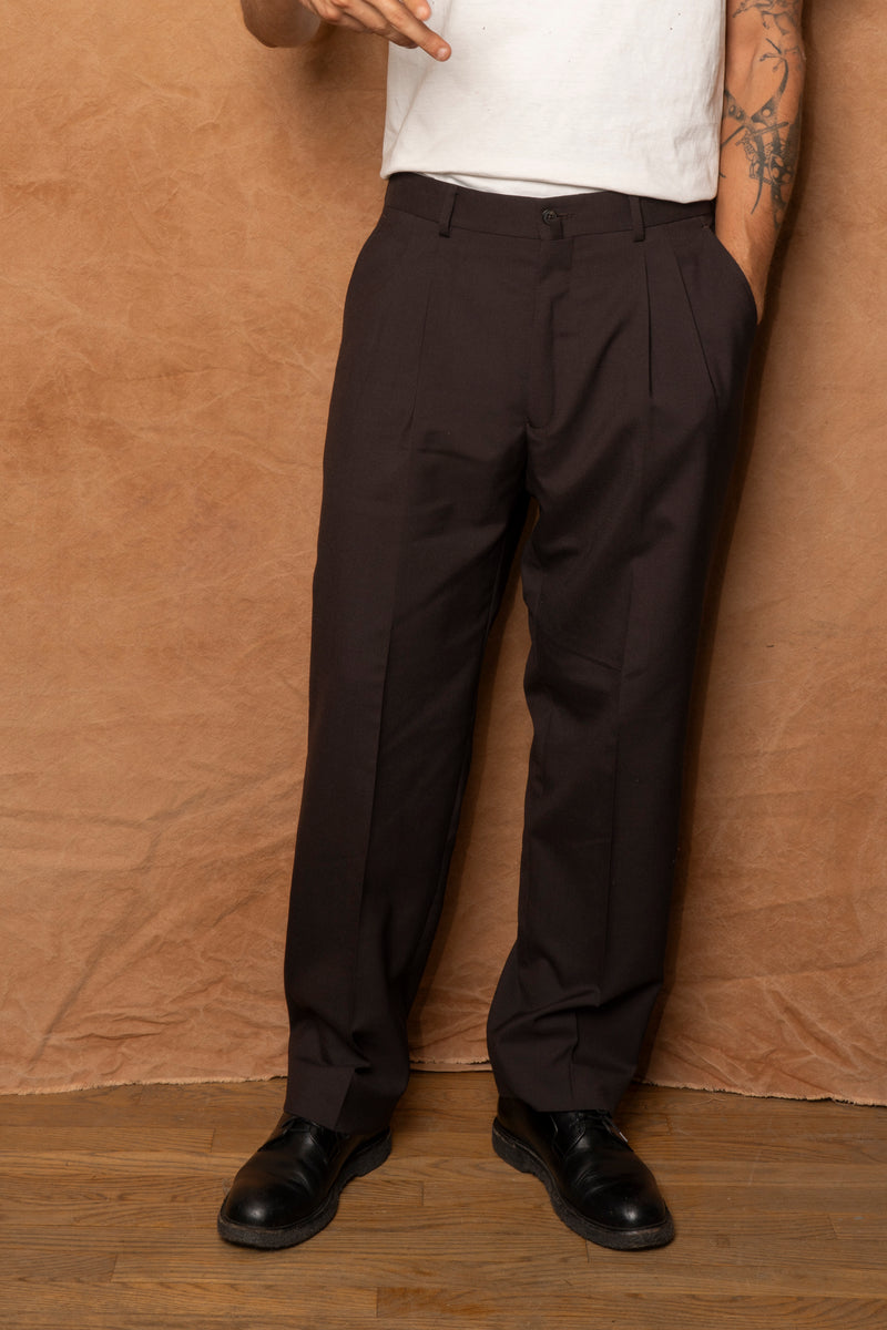 double pleated trouser in espresso wool