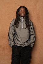 mirage quarter zip in smoke ripstop nylon & double sided fleece