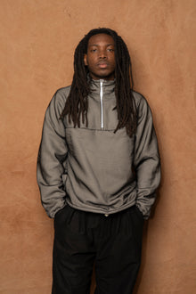 mirage quarter zip in smoke ripstop nylon & double sided fleece