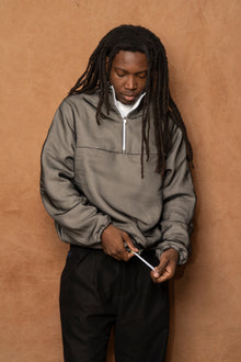 mirage quarter zip in smoke ripstop nylon & double sided fleece