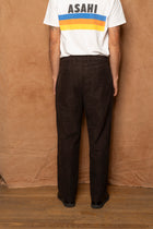 commute pant in dark brown cotton suede