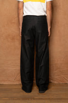 pipe leg trouser in black slub sateen