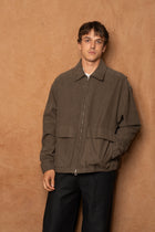 norte jacket in olive cotton suede