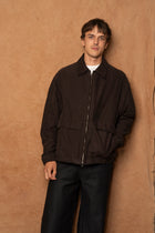 norte jacket in dark brown cotton suede