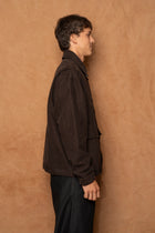 norte jacket in dark brown cotton suede