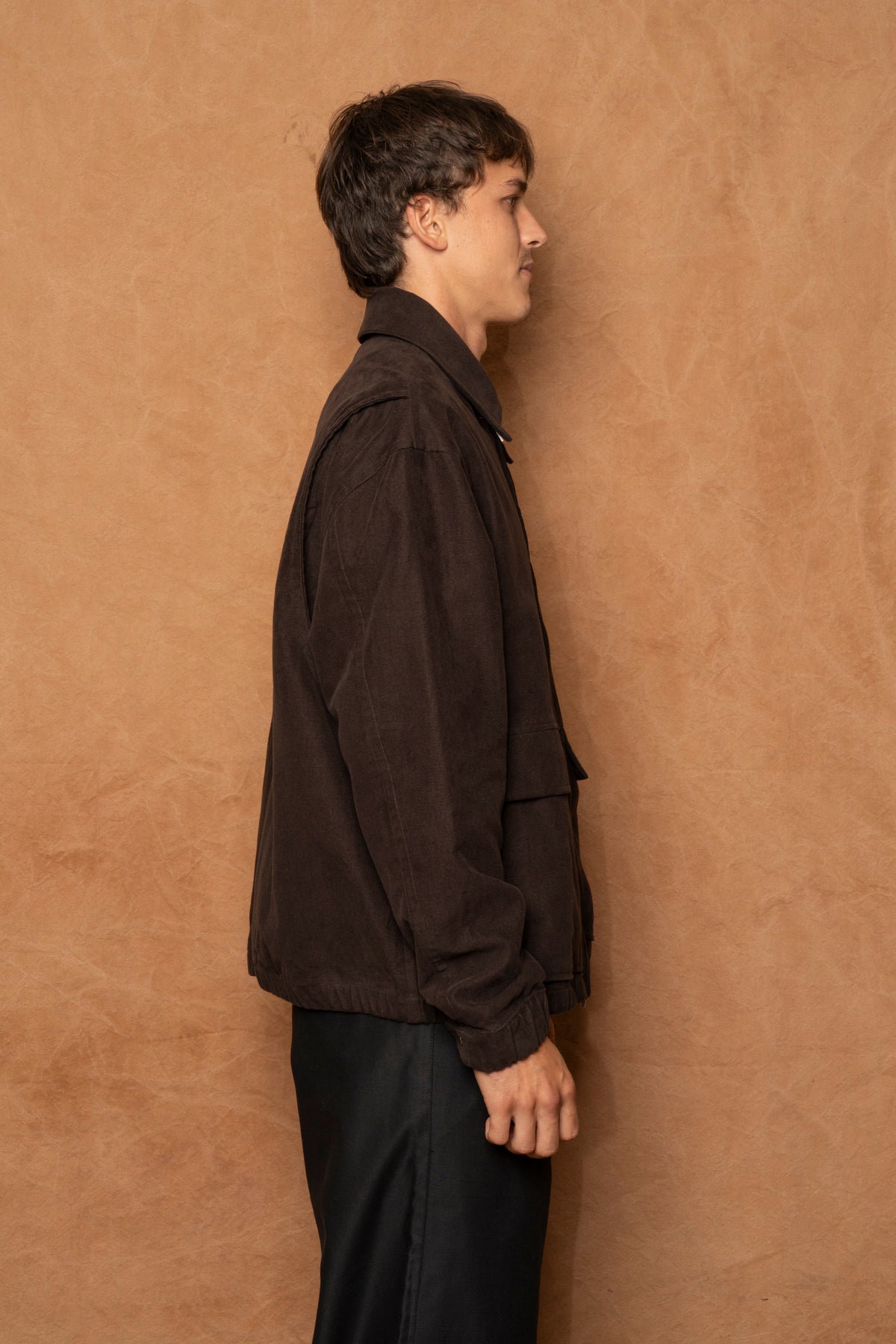 norte jacket in dark brown cotton suede