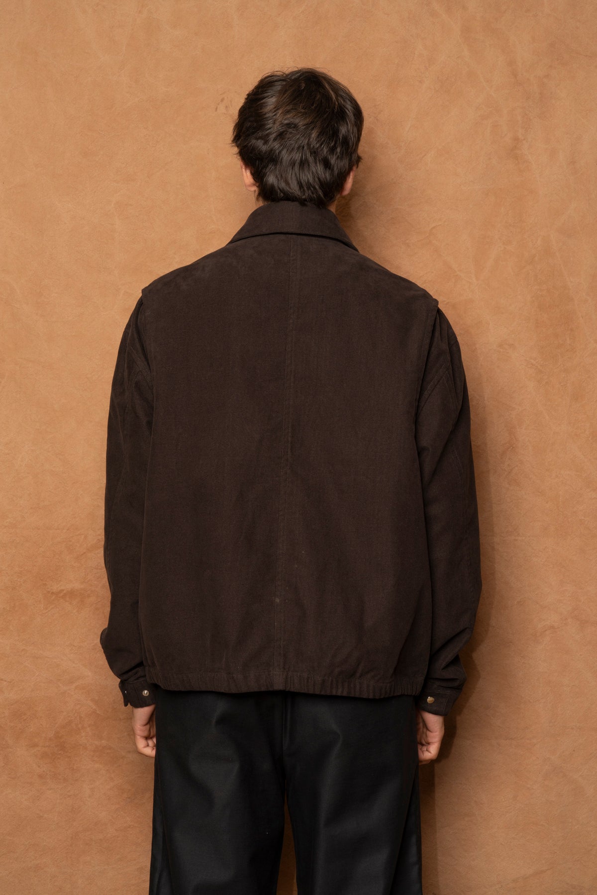 norte jacket in dark brown cotton suede