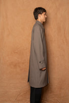 balmacaan in mushroom water repellent wool