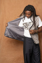 wrap vest in steel cotton corduroy