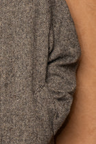 reilstad donegal wool balmacaan raglan coat in charcoal melange