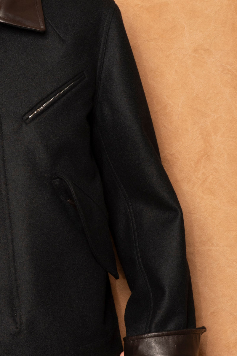 painter jacket in black melton wool