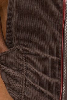 wrap vest in brown cotton corduroy