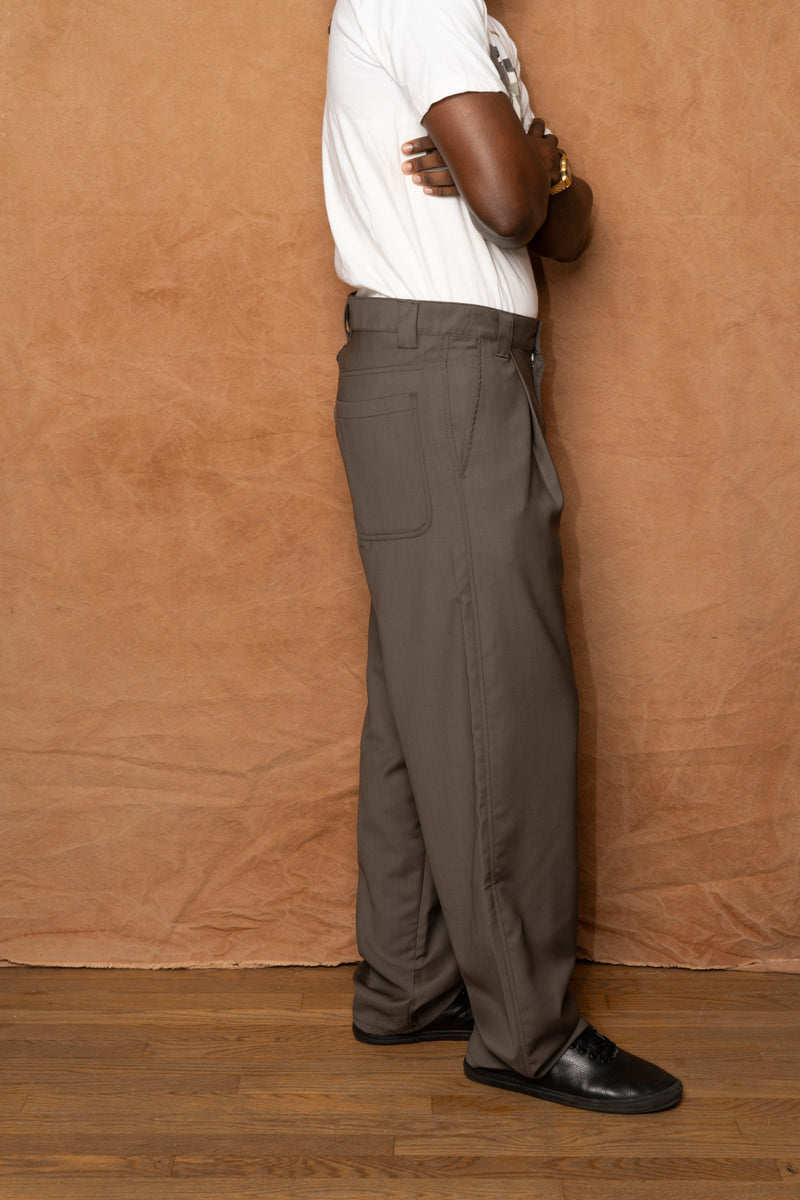 big pants in khaki wool