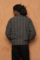 stensholt cotton wool check blouson in charcoal grey