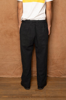 pt-121 in charcoal brown linen silk ramie