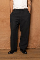 pt-121 in charcoal brown linen silk ramie