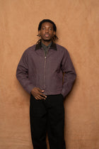 zip up blouson in d.purple cotton denim