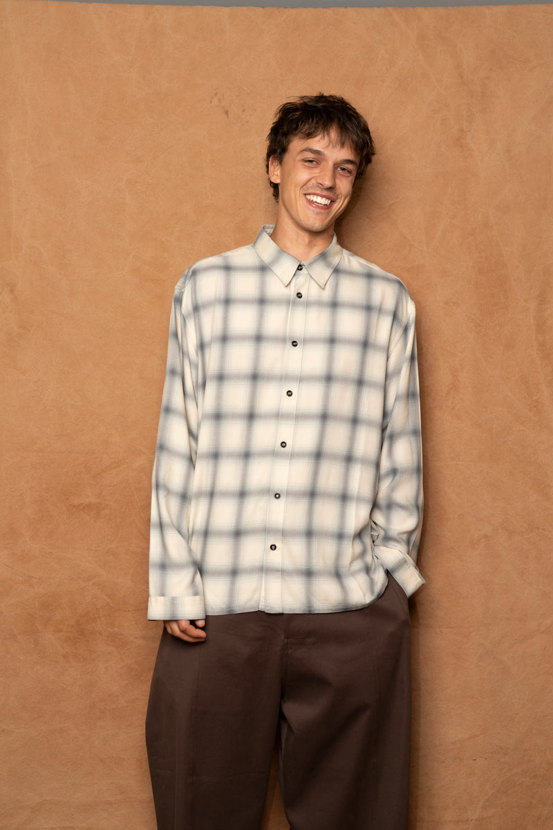 strano shirt in blue/ivory check
