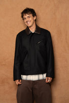 painter jacket in black melton wool