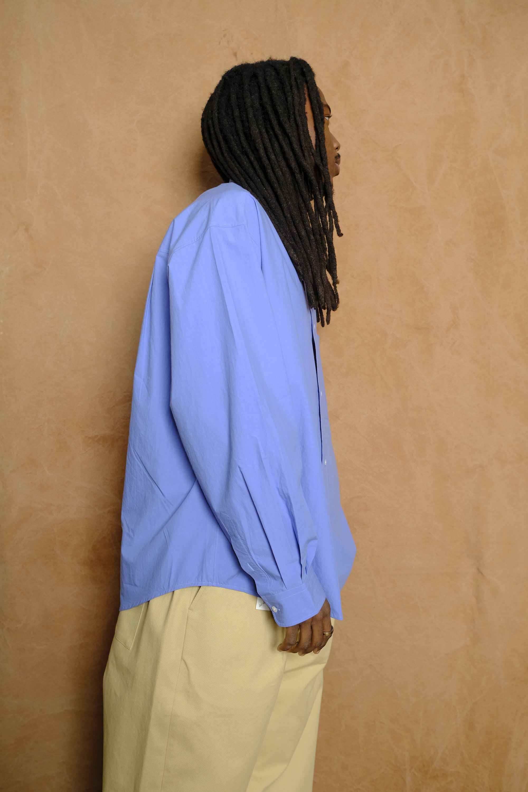 typewriter cotton shirt in sax blue