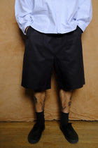 cotton gabardine shorts in navy
