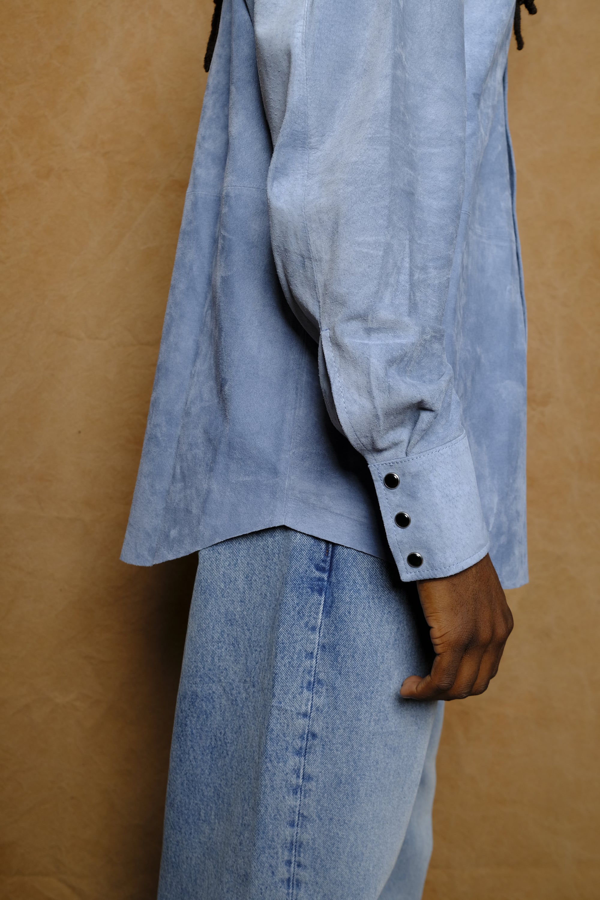 suede western shirt in chlorine