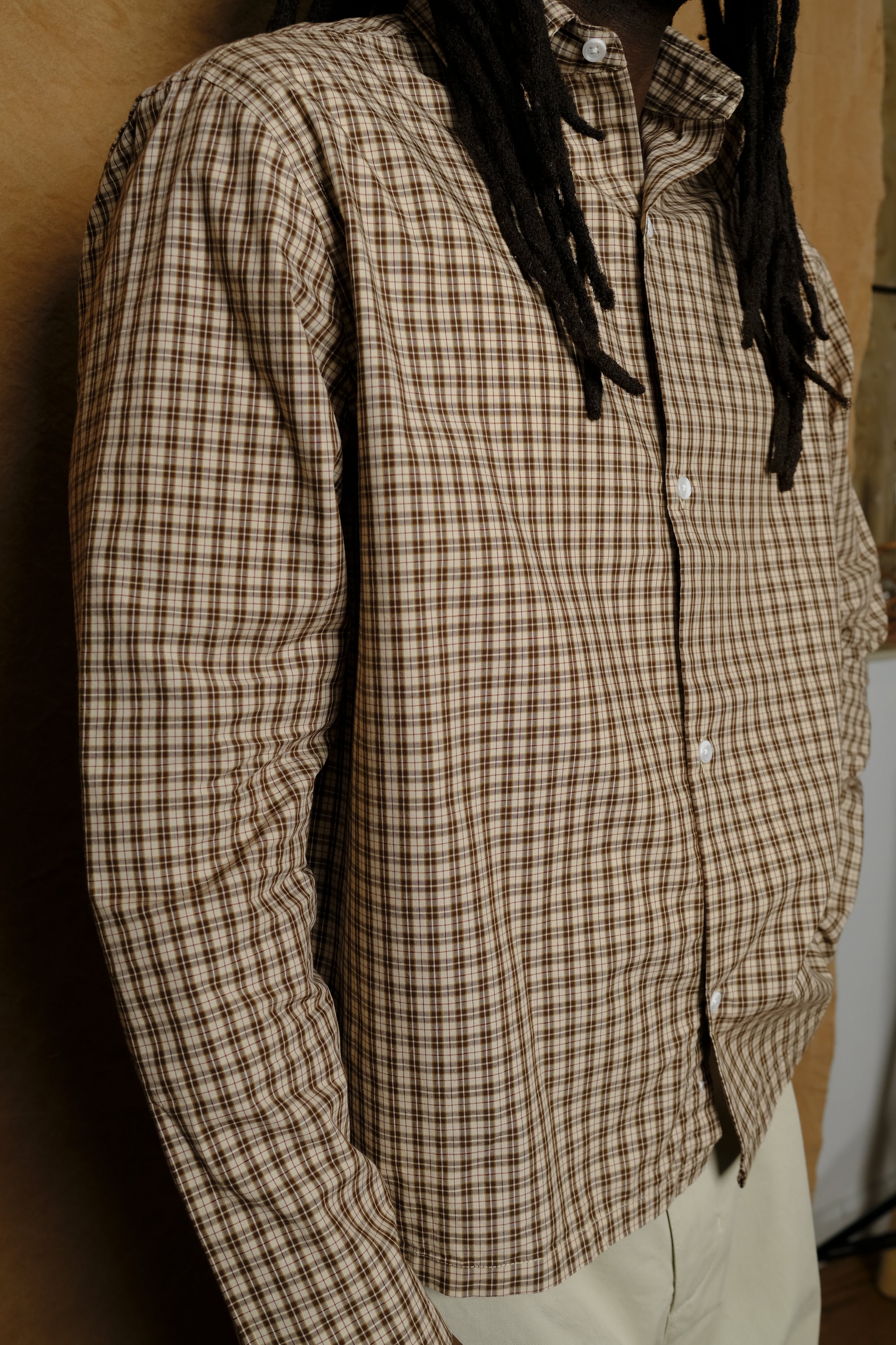 box shirt in plaid brown