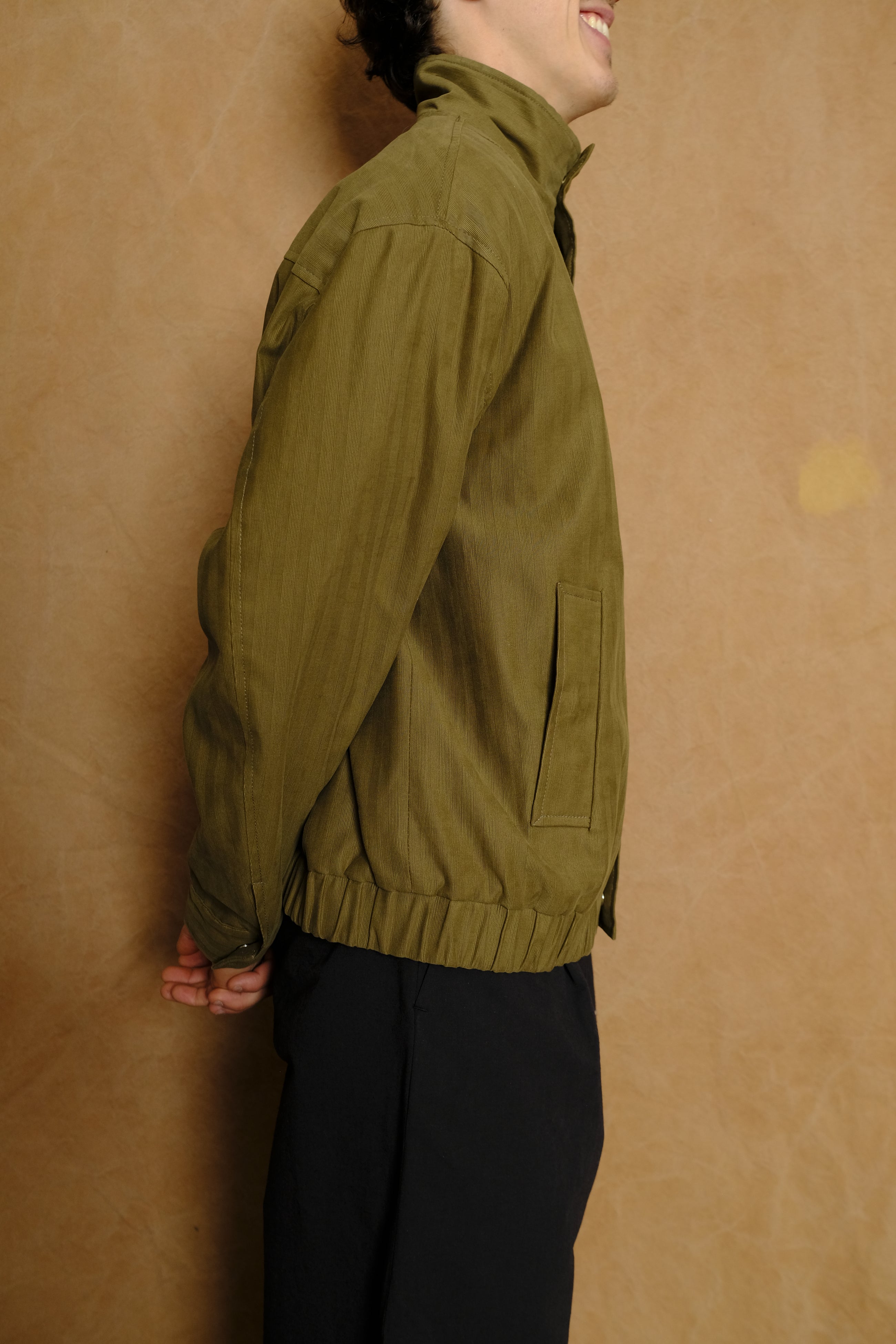 bomber jacket in olive cotton