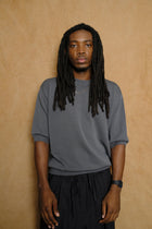 wide knit t shirt in gray