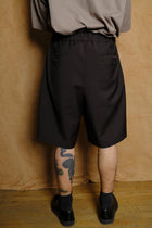 wool mohair half pants in dark brown