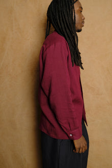 one pocket shirt in dark cherry