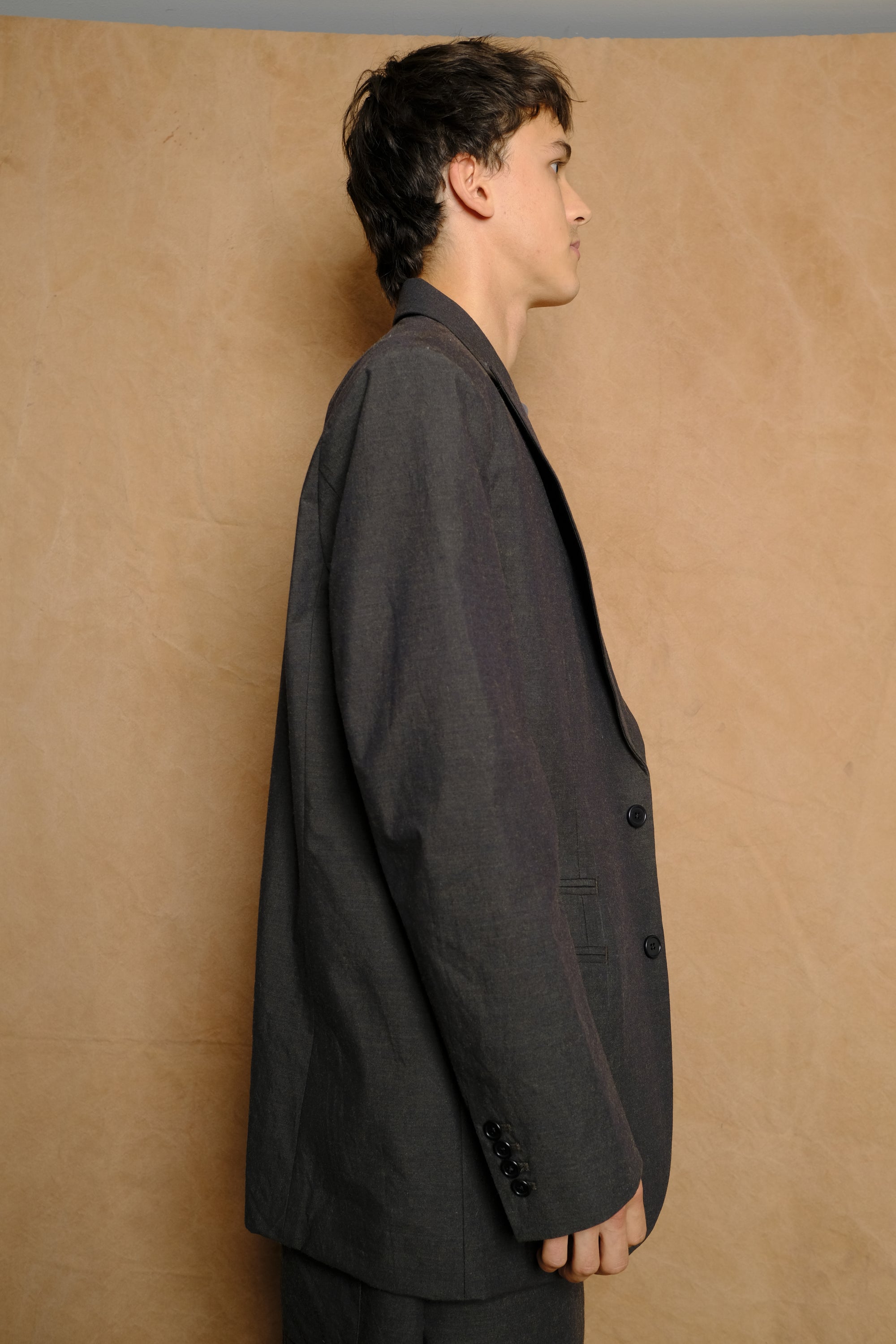 suit jacket in dark green cotton wool buff cloth
