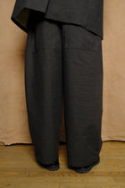 studio pant in dark green cotton wool buff cloth