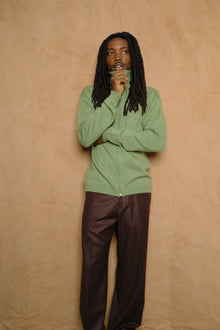 perlman zip up in chai mercerized wool/cashmere blend