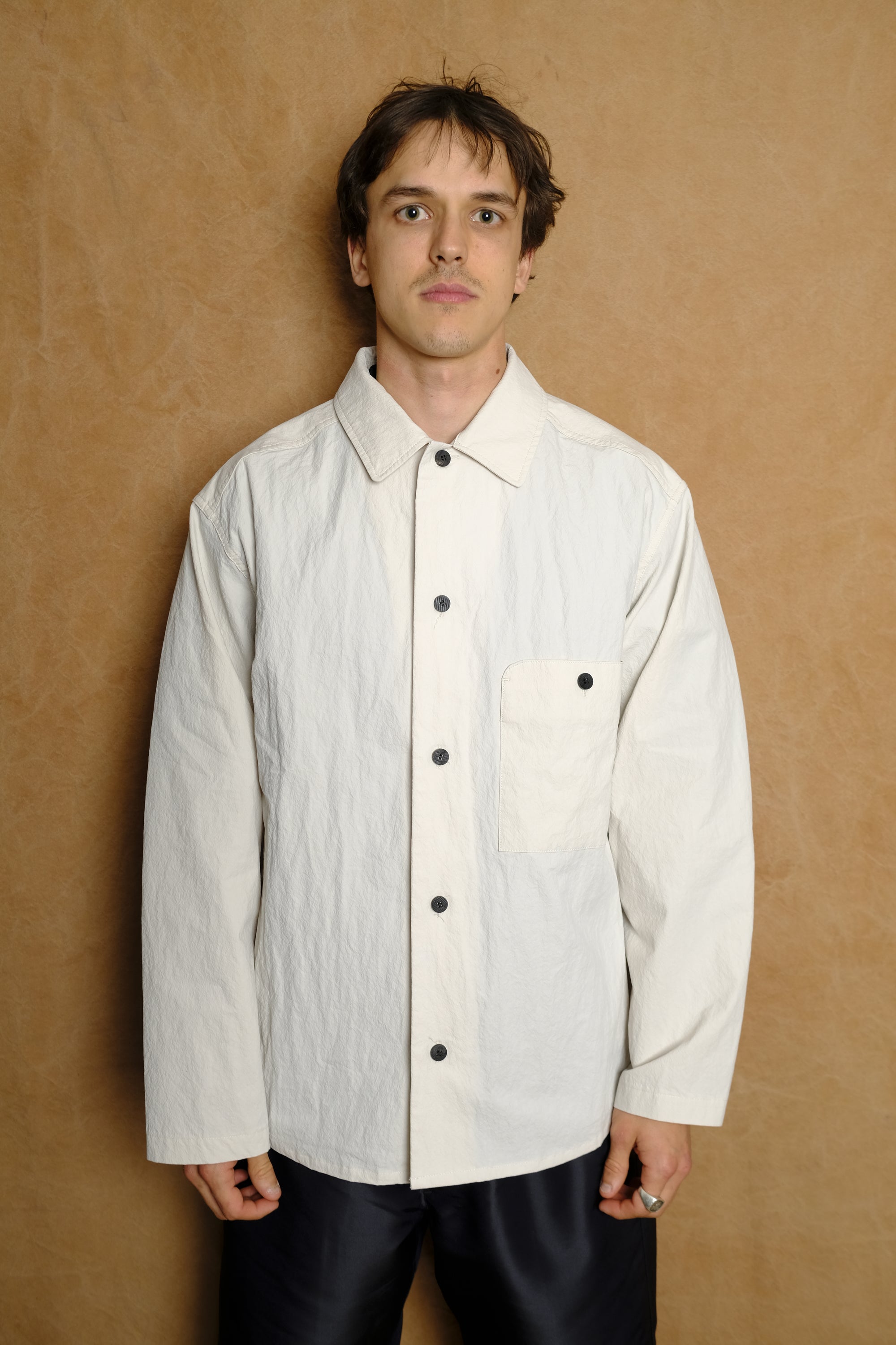cotton nylon french shirt in ivory