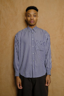 wrist patch slouch shirt in navy stripe