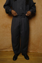 wool trousers in dark gray